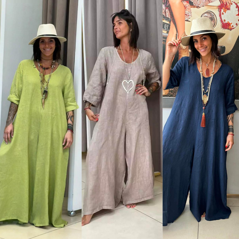 Macacão Boho Chic em Linho – Compre 1 e Leve 3!