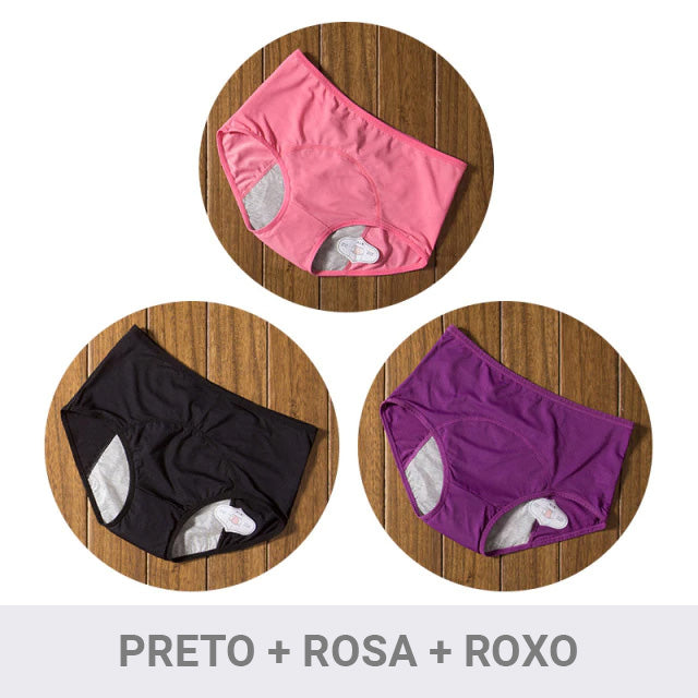 Kit Calcinha Absorvente Menstrual - ComfyPlus™ - Compre 1 Leve 3